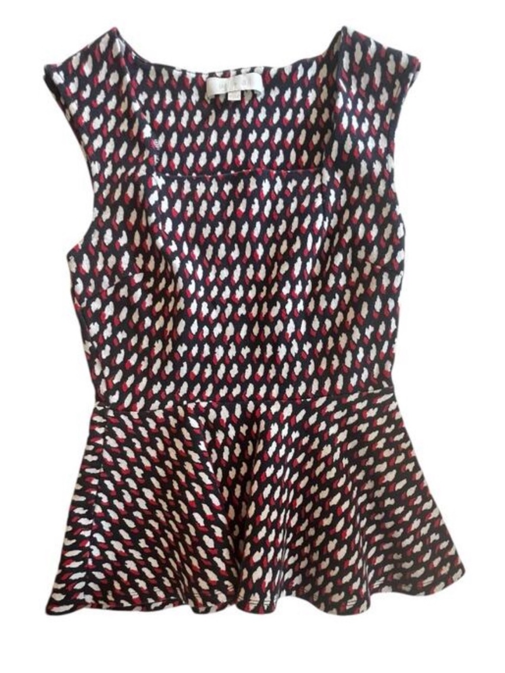 Sleeveless Peplum Top in Navy, Red & White | Size S